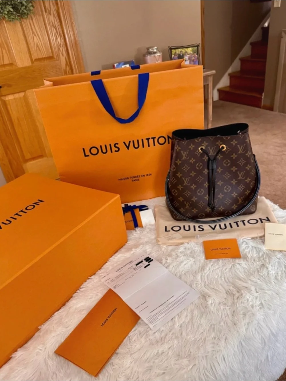 Louis Vuitton Brown Monogram Canvas Drawstring Hobo